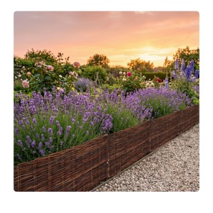 Relaxdays Beeteinfassung 2er Set Weide Braun Steckbar 30 cm x 100 cm