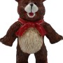Brauner Teddybär Knopf H105 aus Kunststoff für Möbel, mit roter Schleife.