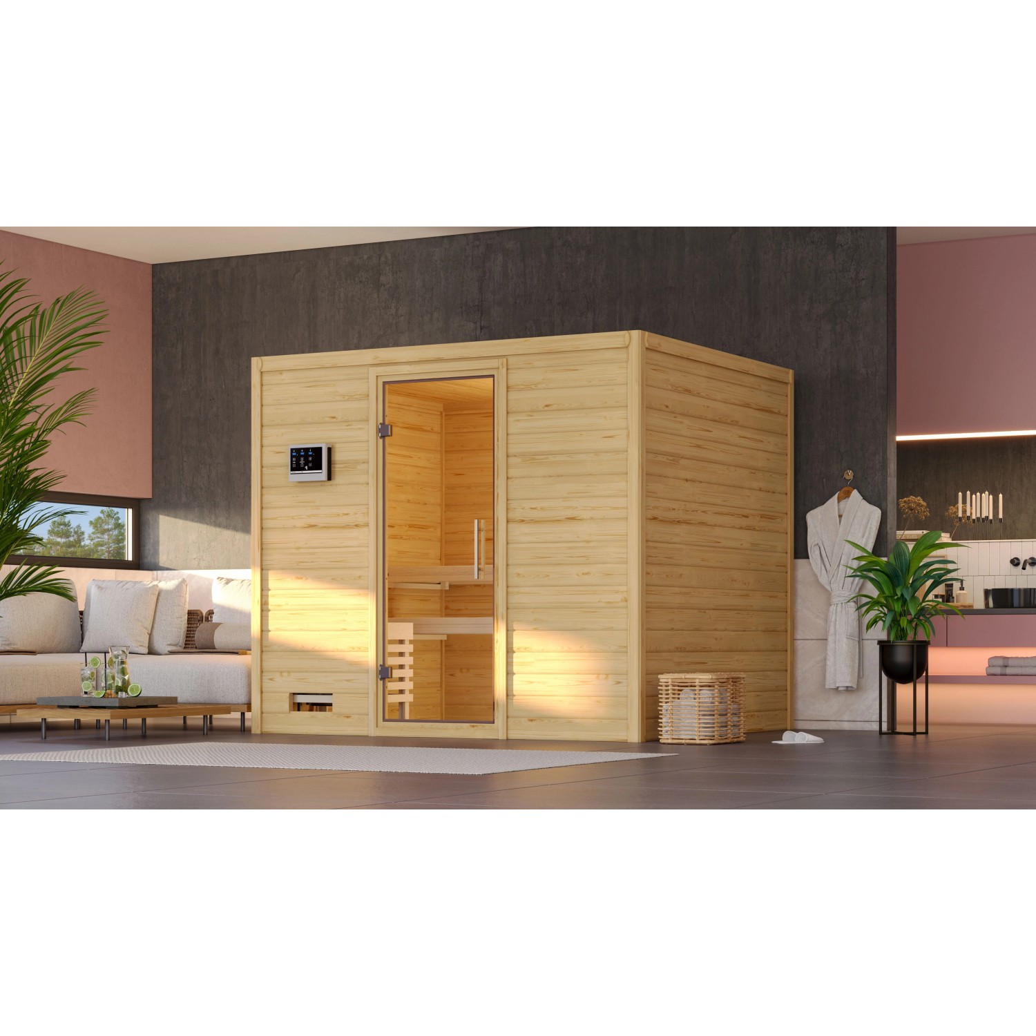 Karibu Sauna Sarina mit Ofen externe Stg.Easy Natur günstig online kaufen