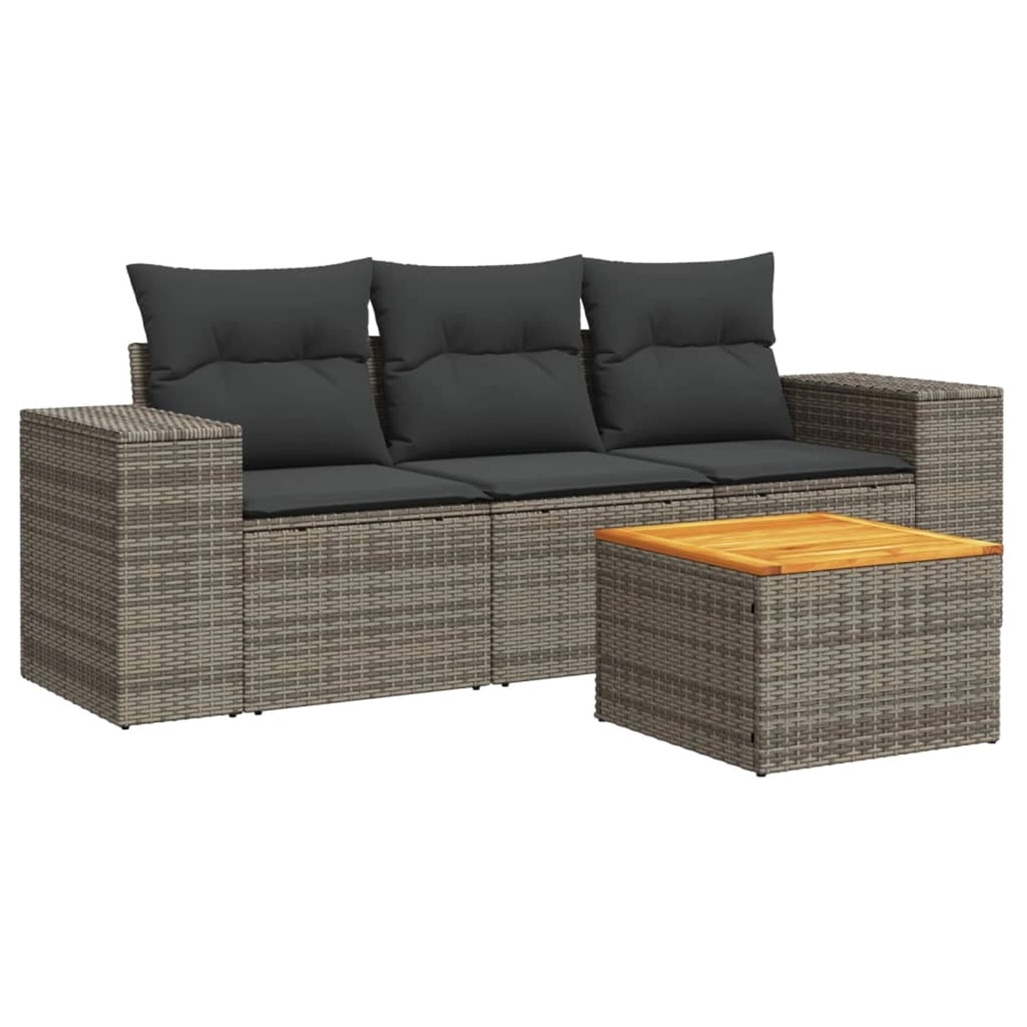 vidaXL 4-tlg Garten-Sofagarnitur mit Kissen Grau Poly Rattan Modell 3 günstig online kaufen