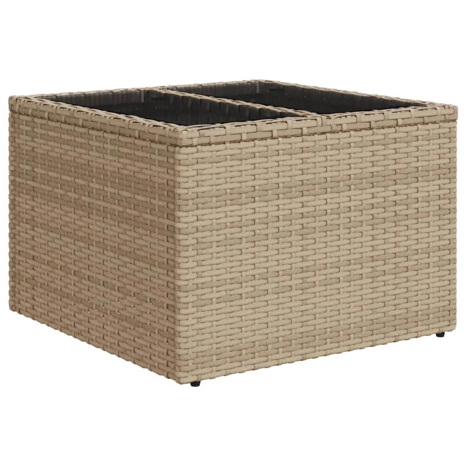 Beiger Tisch aus Polyrattan, Teil der vidaXL 11-tlg. Garten-Sofagarnitur.
