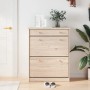 vidaXL Schuhschrank ALTA aus hellem Kiefer Massivholz mit Schublade und zwei Klapptüren im Flur.