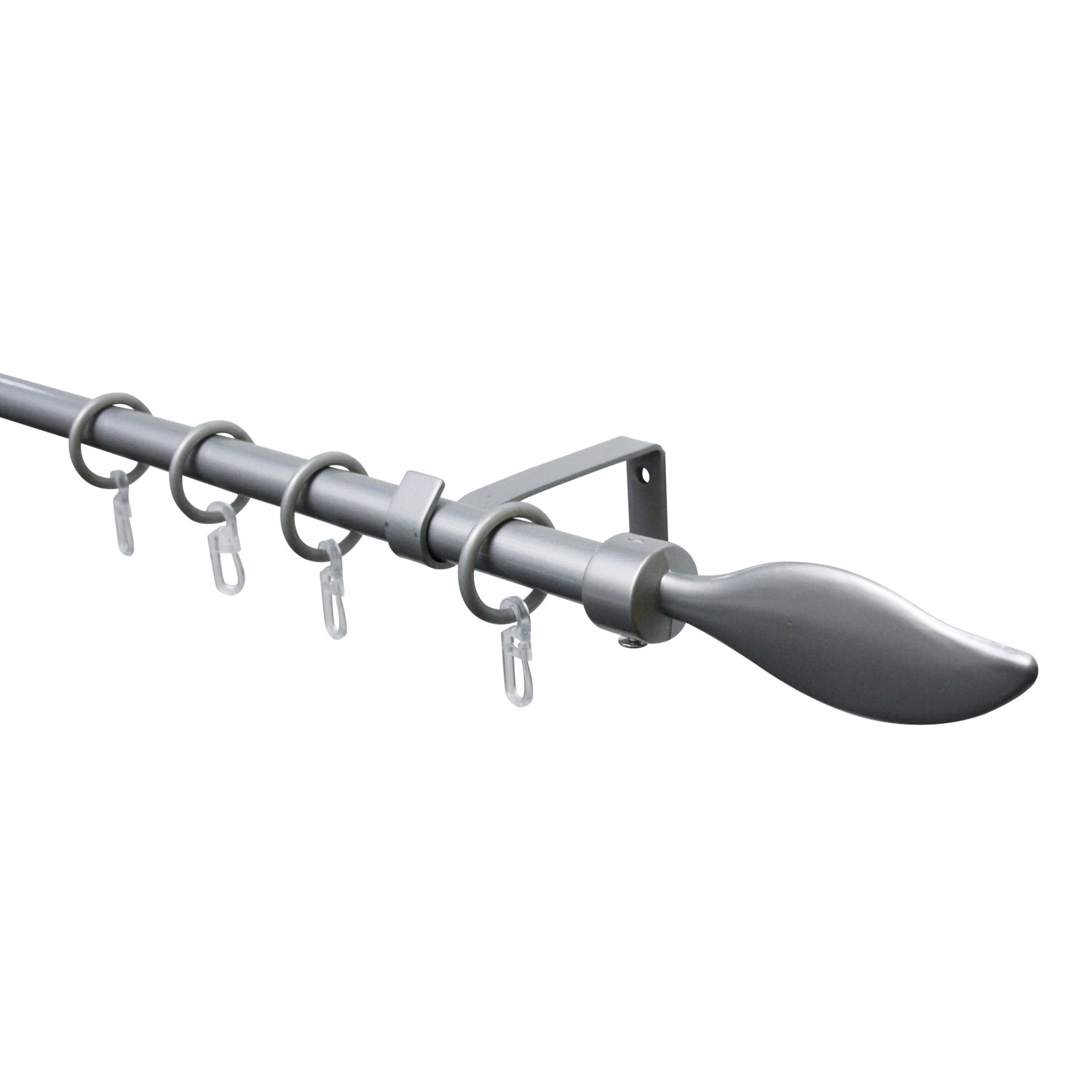 Gardinia Gardinenstangen-Set Flame, silber, mit Stange, Trägern, Endknöpfen und Ringen.