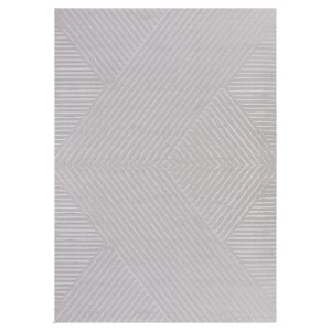 Silberner Ayyildiz Kurzflorteppich Sahara 280x370 cm mit geometrischem Muster.