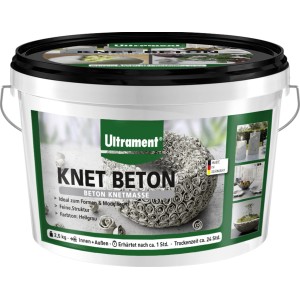 Eimer Ultrament Knet Beton, 2,5 kg, hellgraue Beton-Knetmasse zum Modellieren.