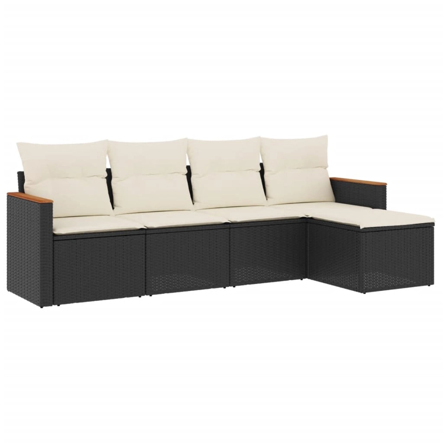 vidaXL 5-Tlg Garten-Sofagarnitur mit Kissen Schwarz Poly Rattan 3258318 günstig online kaufen