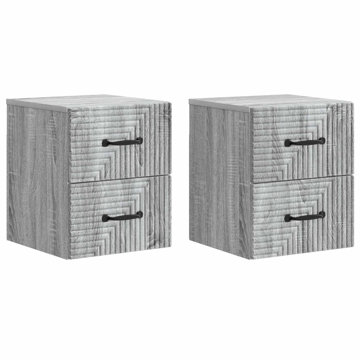 vidaXL Wandmontierter Nachttisch 2 Stk Graues Sonoma 34,5 x 33 x 40 cm 898648