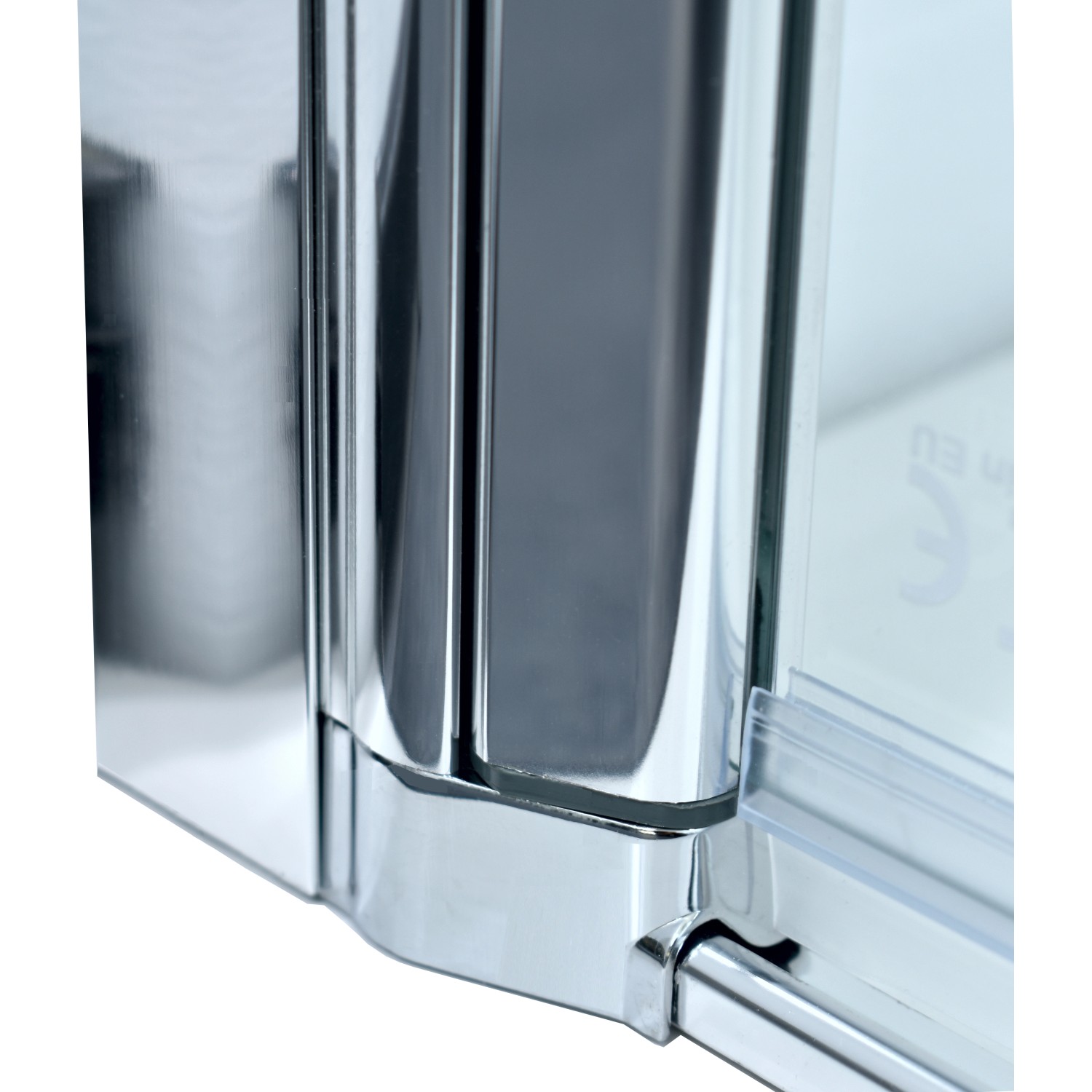 Detailaufnahme: Sanotechnik Drehtür Brava, 65 cm, Klarglas, Chrom-Beschläge.