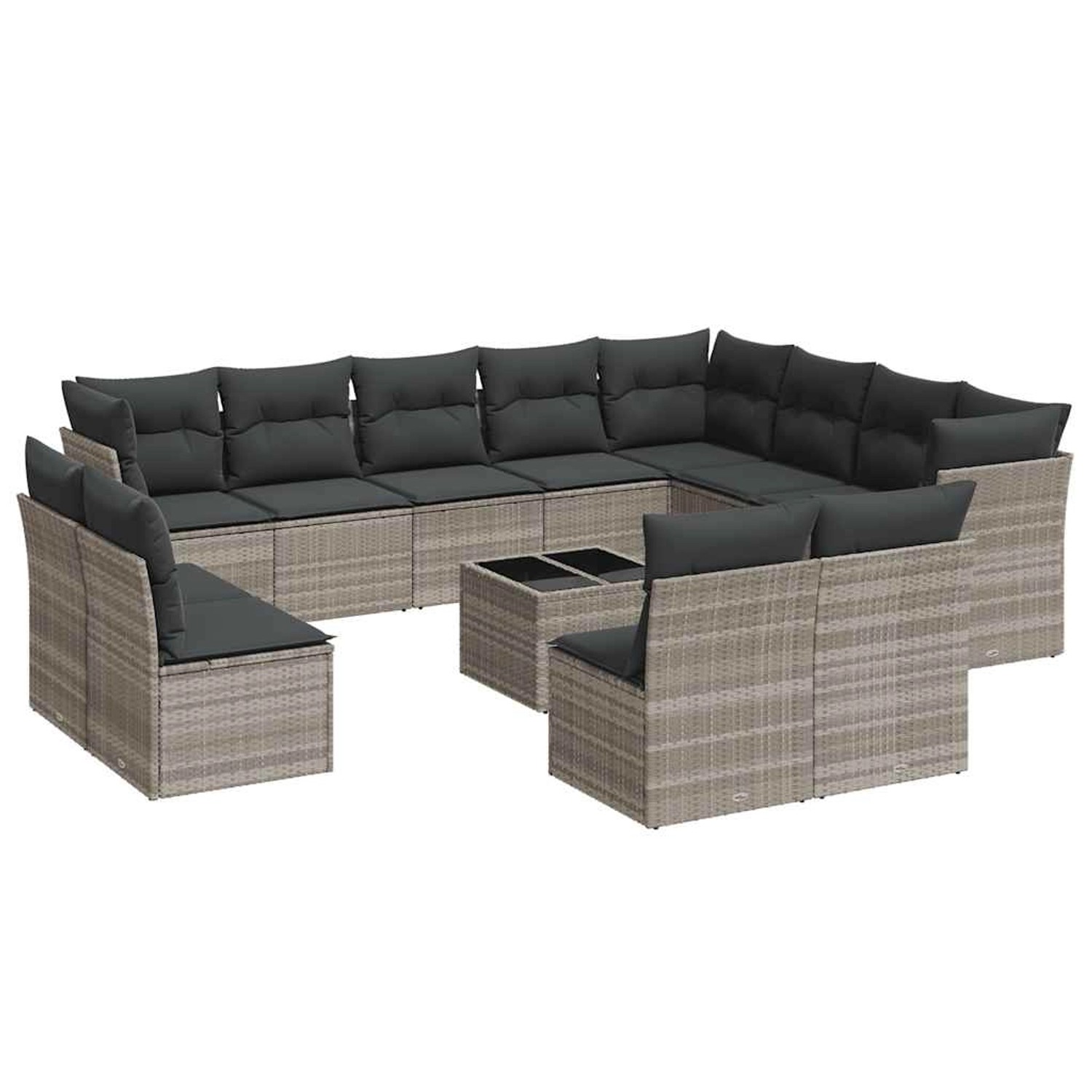 vidaXL 13-Tlg Garten-Sofagarnitur mit Kissen Hellgrau Poly Rattan 3250321 günstig online kaufen