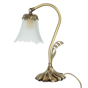 Licht-Erlebnisse Schreibtischlampe Jugendstil 32 cm Schwenkbar Messing Glas E14