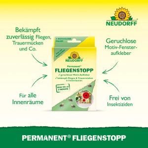 Neudorff Permanent Fliegenstopp Klebefalle mit Motiv, 4 Stück. Effektiver Schutz vor Fliegen in Innenräumen.