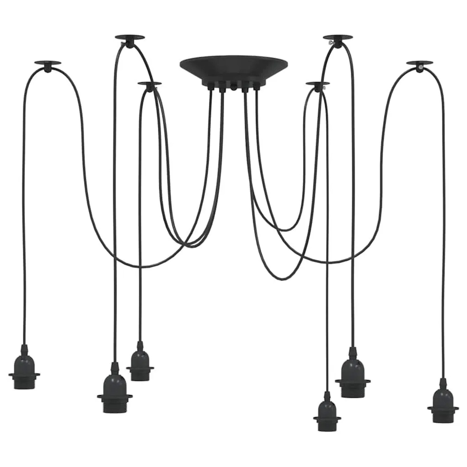 vidaXL Pendelleuchte mit 6 Fassungen E27 Schwarz Metall 4103455