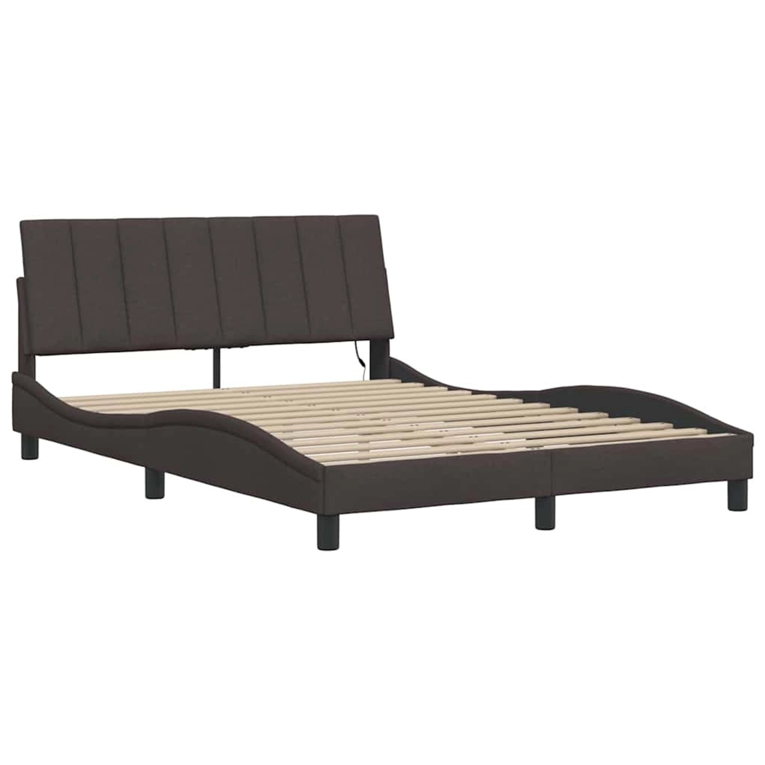 vidaXL Bettgestell ohne Matratze Hanko Dunkelbraun 140x200 cm Stoff 3310464 günstig online kaufen