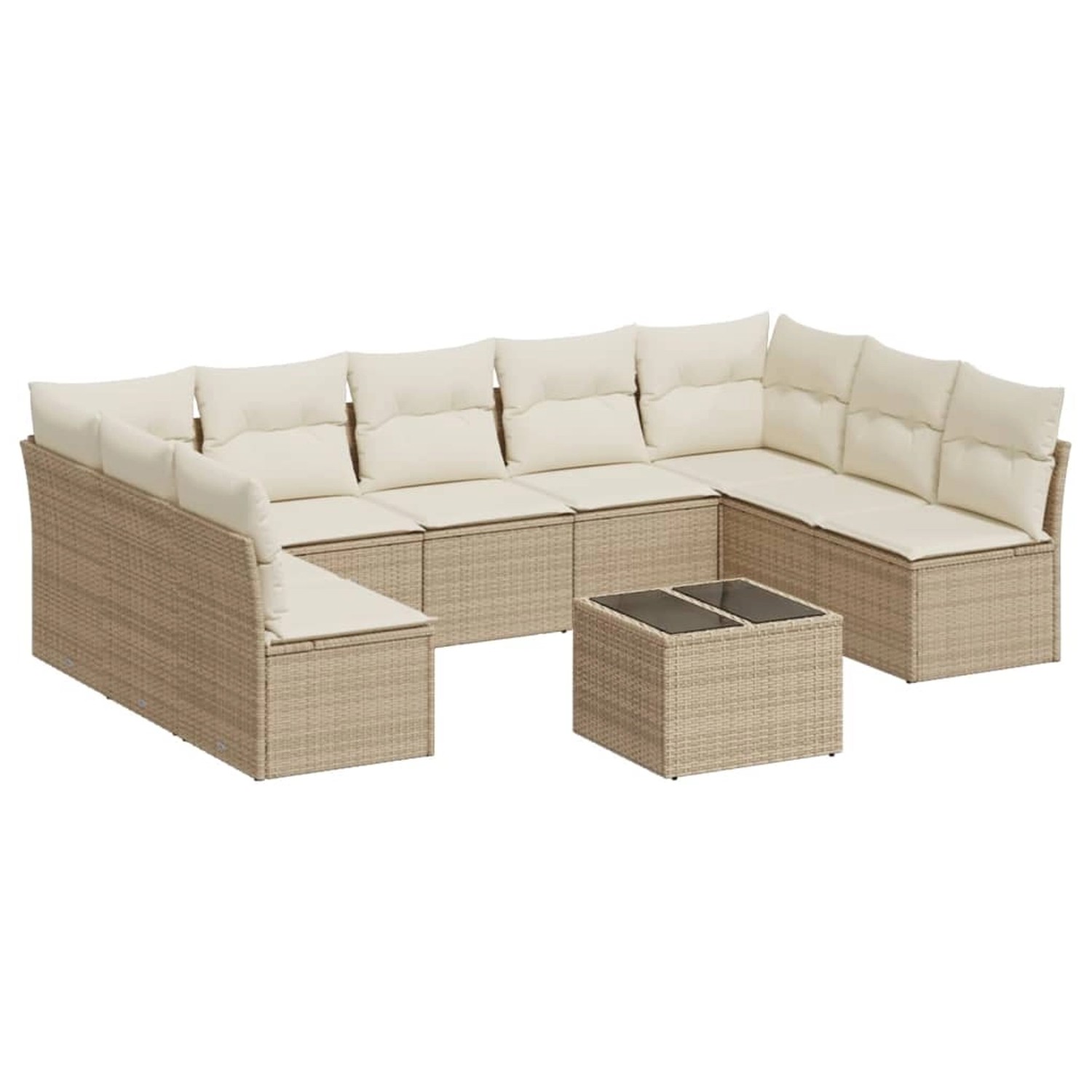vidaXL 10-Tlg Garten-Sofagarnitur mit Kissen Beige Poly Rattan 3249917 günstig online kaufen