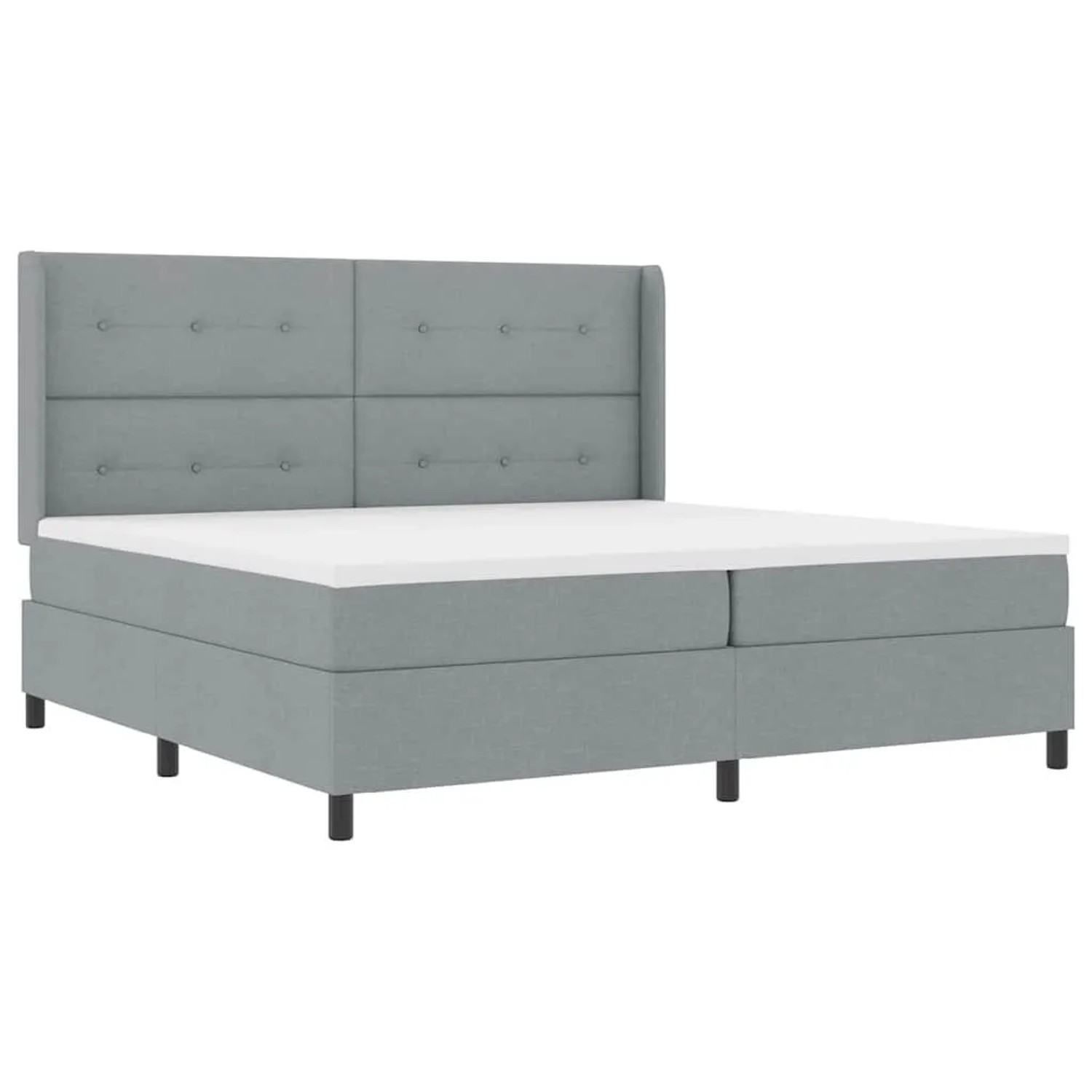 vidaXL LED Boxspringbett mit Matratze Hellgrau 200 x 200 cm Stoff 3343525