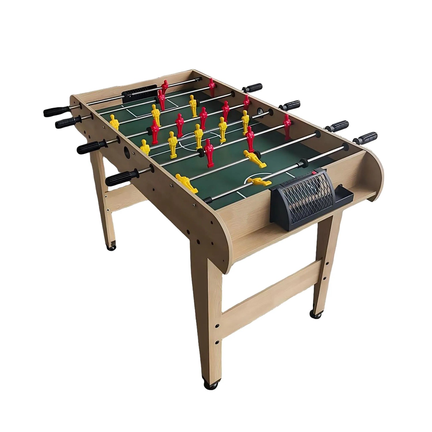 Relaxdays Kickertisch MDF Kunststoff Eisen Natur Grün Rutschfest 78 cm x 122 cm x 61 cm 14,2 kg