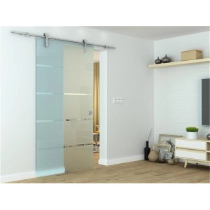 Glasschiebetür Hagen, satiniert, mit Edelstahlschiene, 775 mm breit. Moderne Glastür für den Innenbereich.