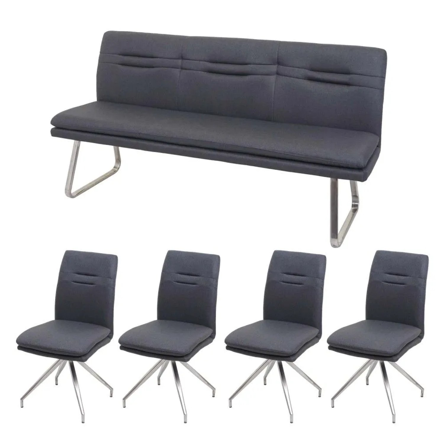 MCW Esszimmer-Set H70 Sitzgruppe Dunkelgrau 180cm