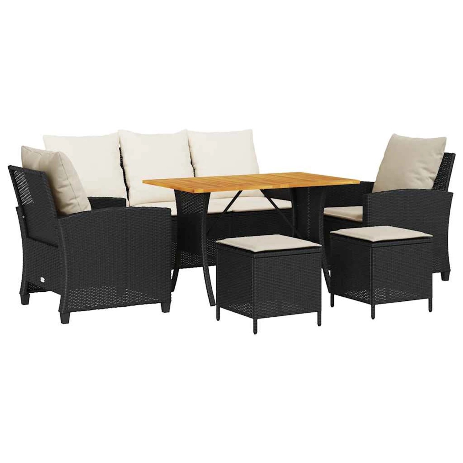 vidaXL 6-Tlg Garten-Sofagarnitur mit Kissen Schwarz Poly Rattan 3324586 günstig online kaufen