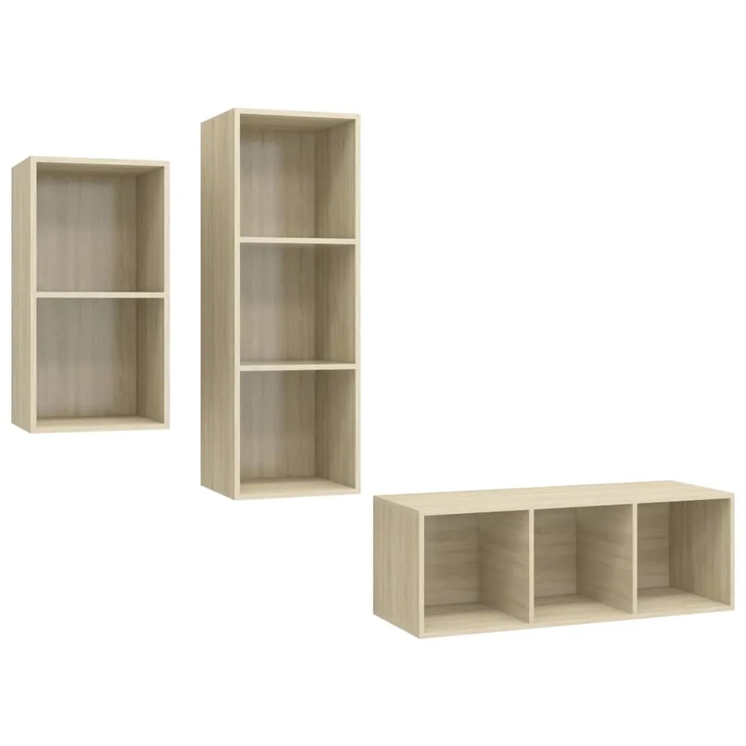 vidaXL 3-Tlg TV-Schrank-Set Sonoma-Eiche Holzwerkstoff 3079631