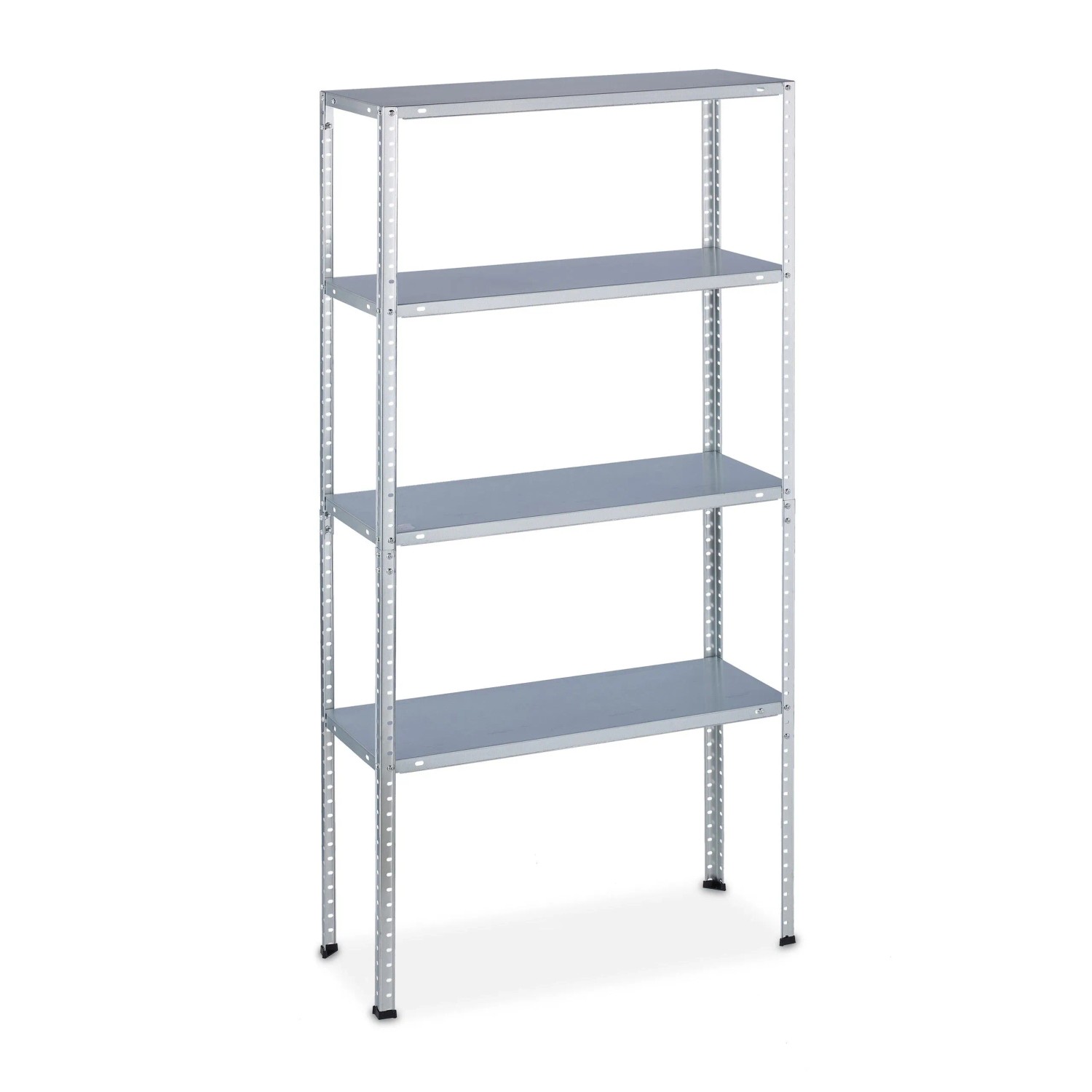Relaxdays Schwerlastregal Stahl Silber 4 Ebenen Höhenverstellbar Teilbar 150 cm x 75 cm x 30 cm 5,5 kg
