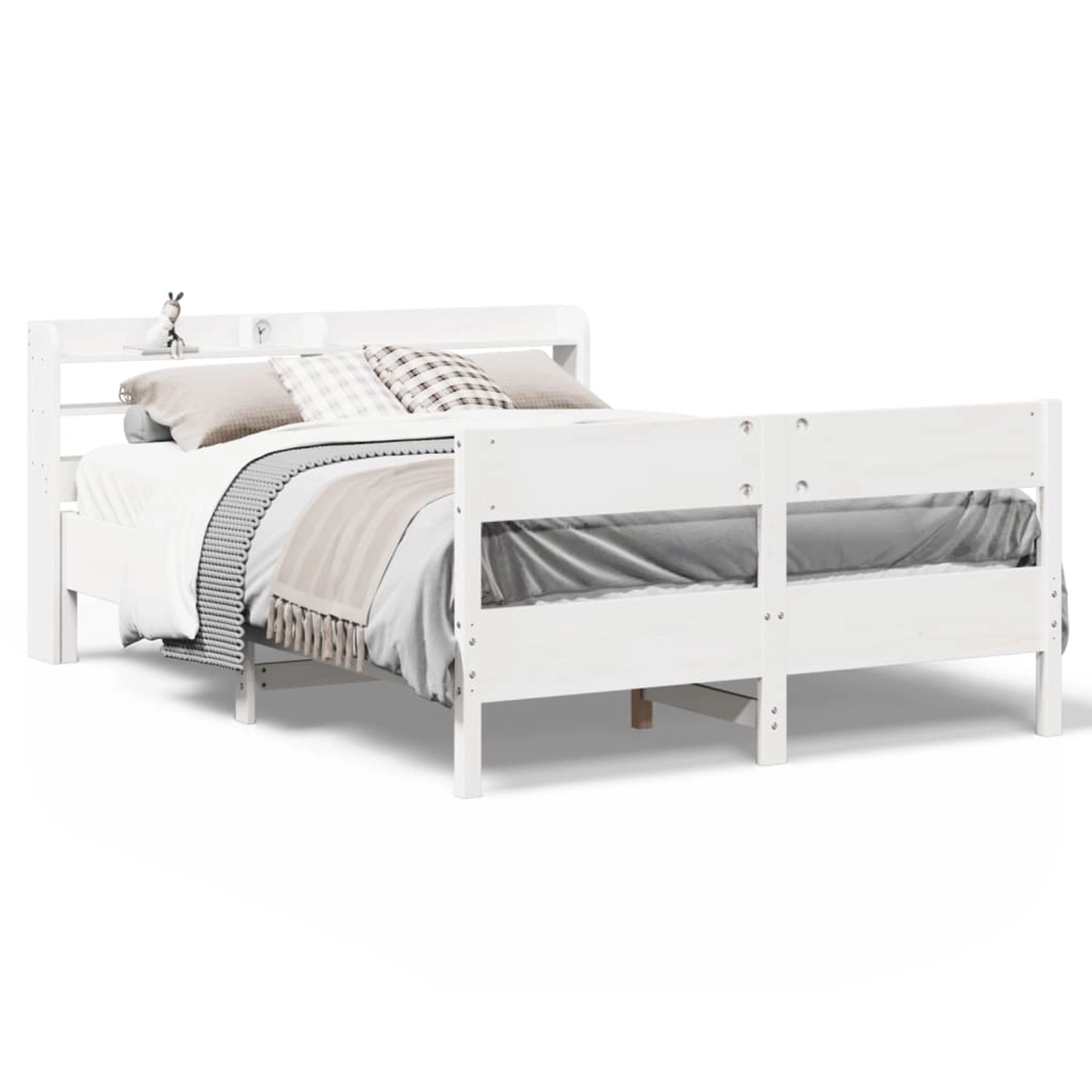 vidaXL Massivholzbett ohne Matratze Weiß 140x200 cm Kiefernholz 3306928 günstig online kaufen
