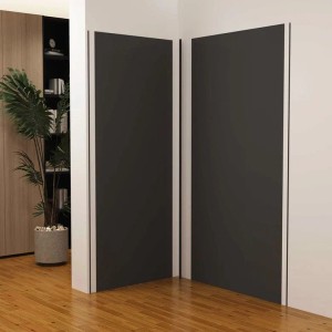 Schwarze Duschparadies Duschrückwand 100x90x210cm aus Aluverbund als Fliesenersatz.