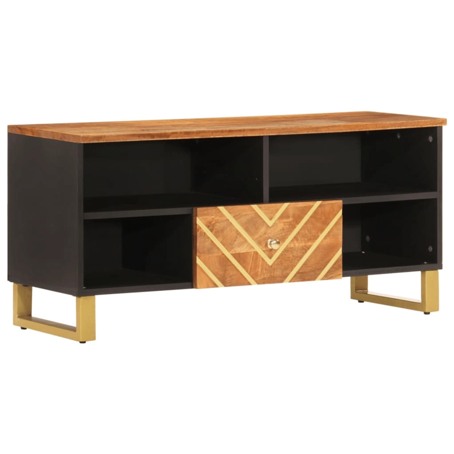 VidaXL TV-Schrank Braun und Schwarz 100x33,5x46 cm Massivholz Mango  Modell günstig online kaufen