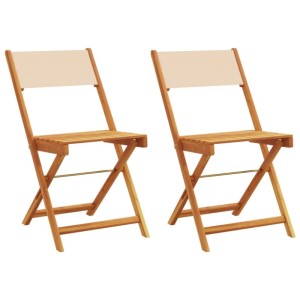 vidaXL Bistrostühle 2 Stk Beige Massivholz Akazie & Stoff 367684