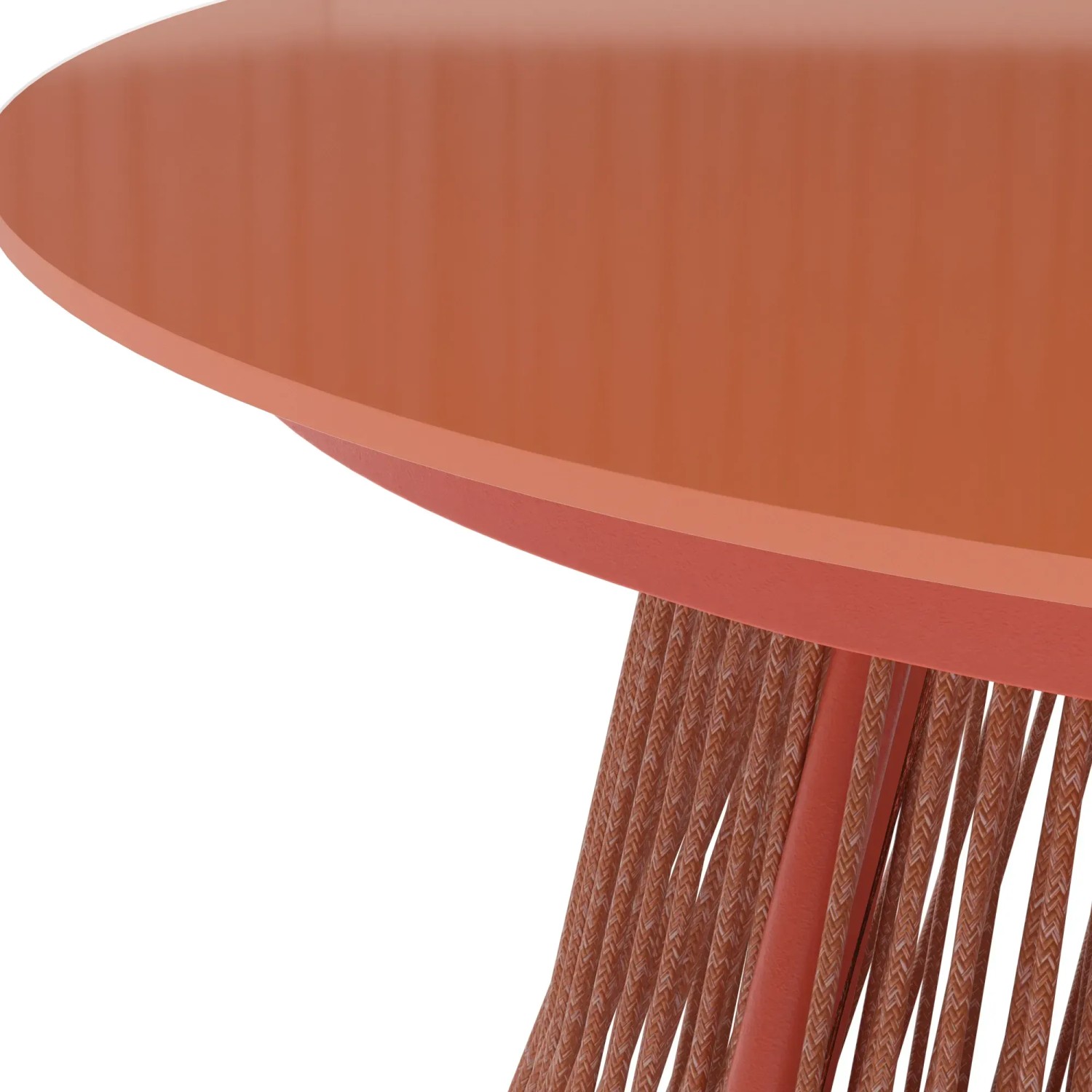 Balkontisch Bandon, Terrakotta, Ø 70 cm, mit Glasplatte und Seil-Design.