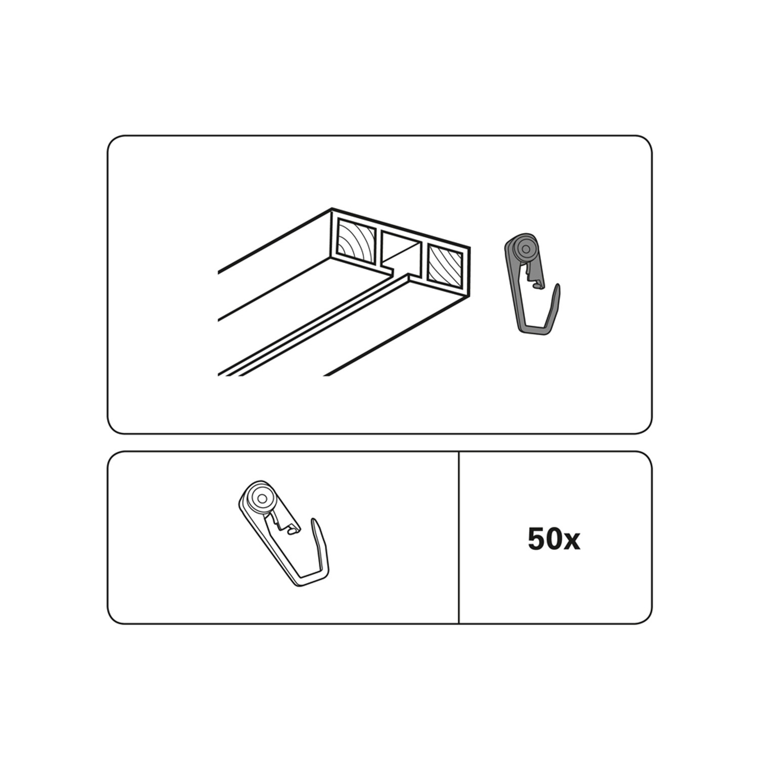 Gardinia Rollringe, 50er-Pack, UV-beständig, für Gardinenschienen.