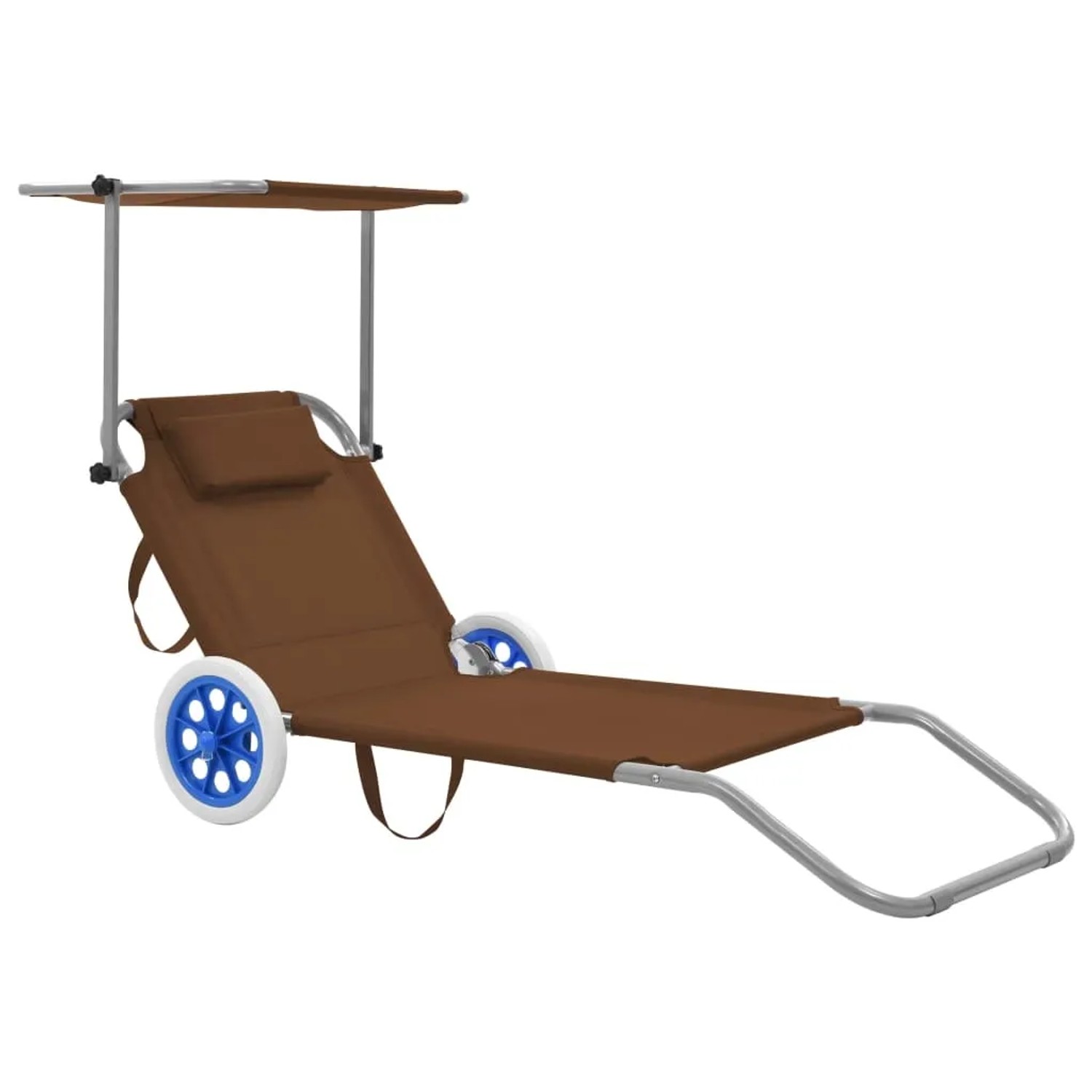 Furnicato Klappliege Mit Sonnenschutz Und Rädern Stahl Taupe