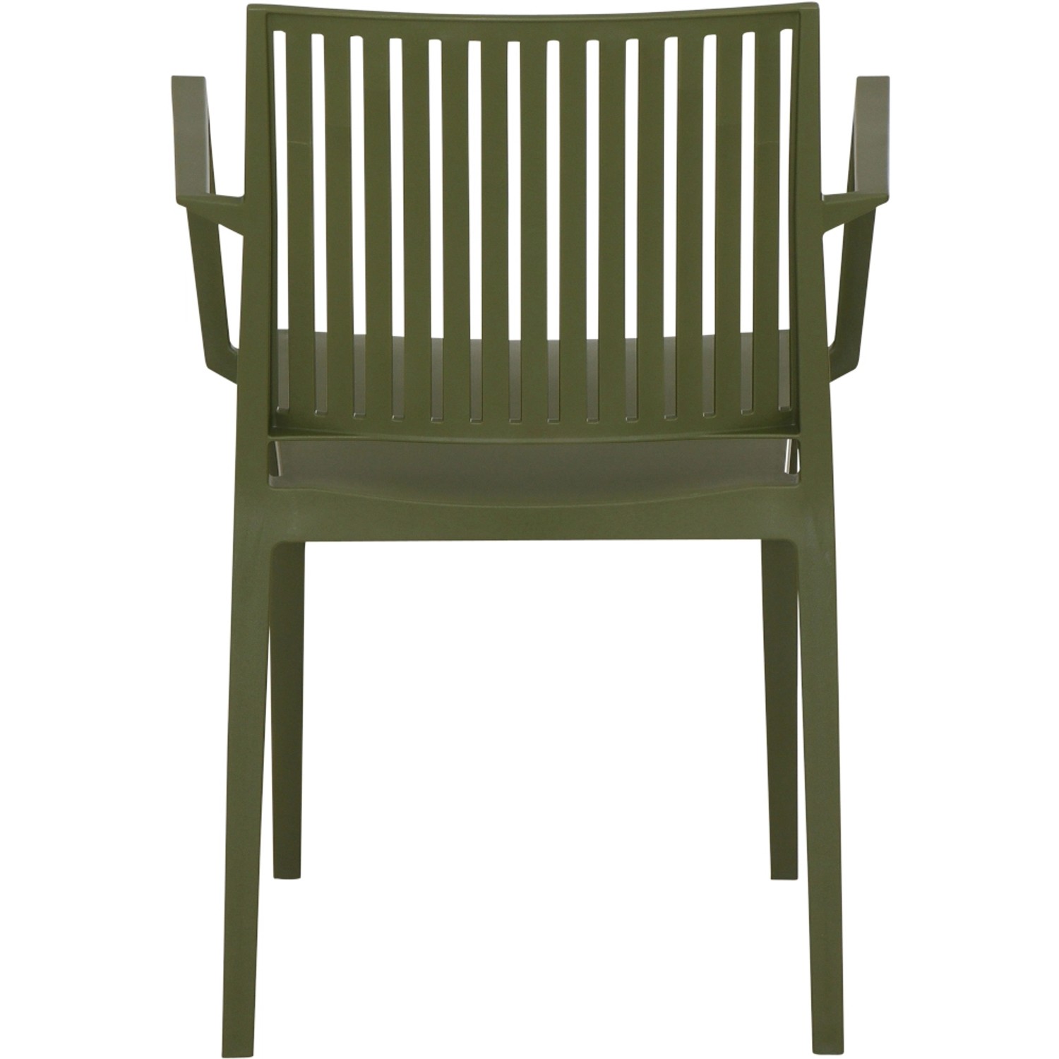 Siena Garden Stapelsessel Lane, olive, Rückenansicht. Gartenstuhl aus recycelbarem Material.
