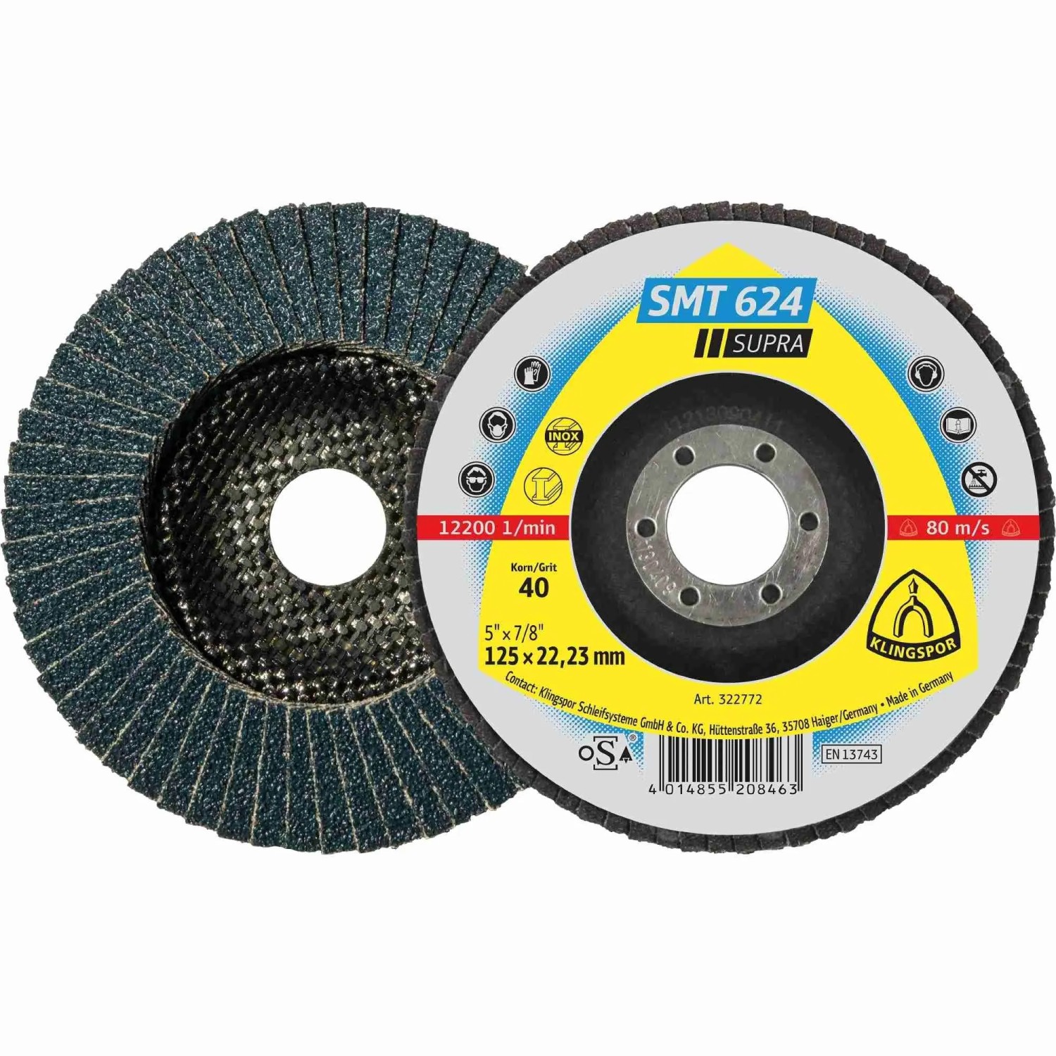Klingspor SMT 624 Schleifmopteller 180x22,23 mm Korn 120 Gewölbt 10 Stück