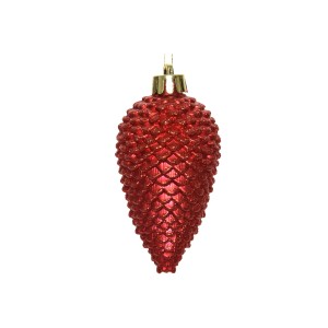 Marelida Christbaumschmuck Baumschmuck Tannenzapfen Bruchfest Glitzernd 8cm Rot 6St
