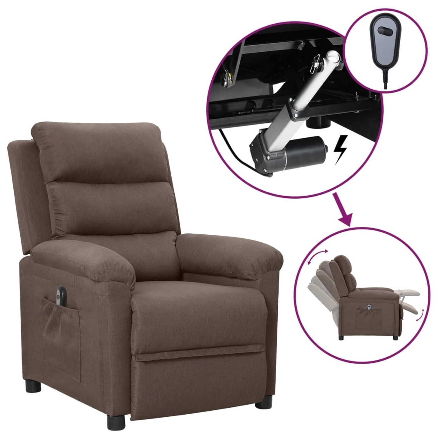 vidaXL Relaxsessel Elektrisch Taupe Stoff 3098971 günstig online kaufen