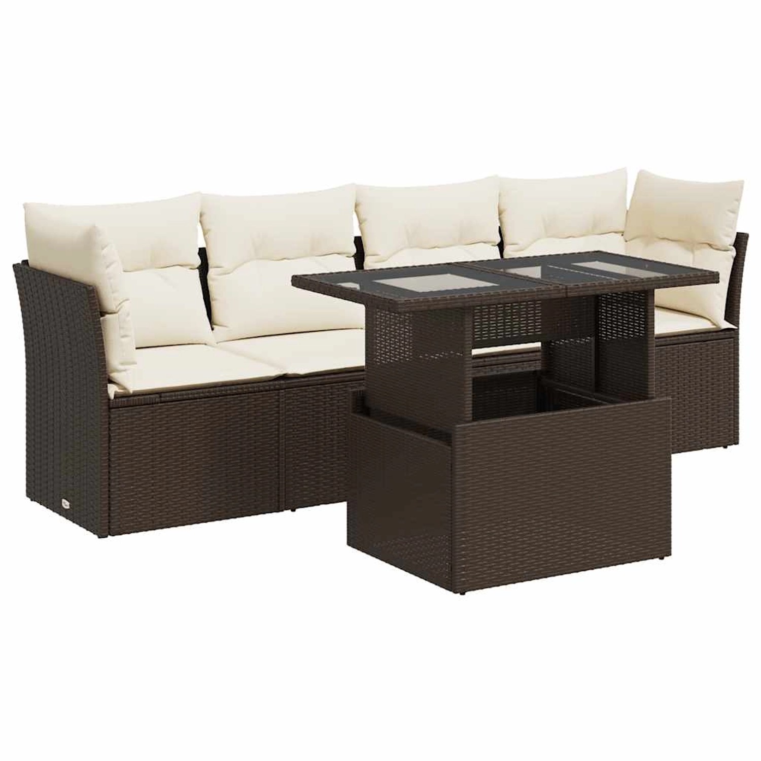 vidaXL 5-Tlg Garten-Sofagarnitur mit Kissen Braun Poly Rattan 3326094 günstig online kaufen