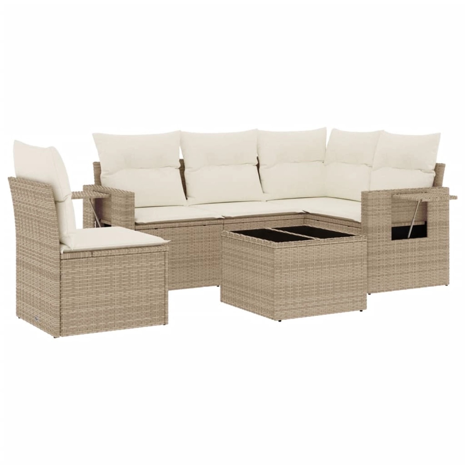 vidaXL 6-Tlg Garten-Sofagarnitur mit Kissen Beige Poly Rattan 3220177 günstig online kaufen
