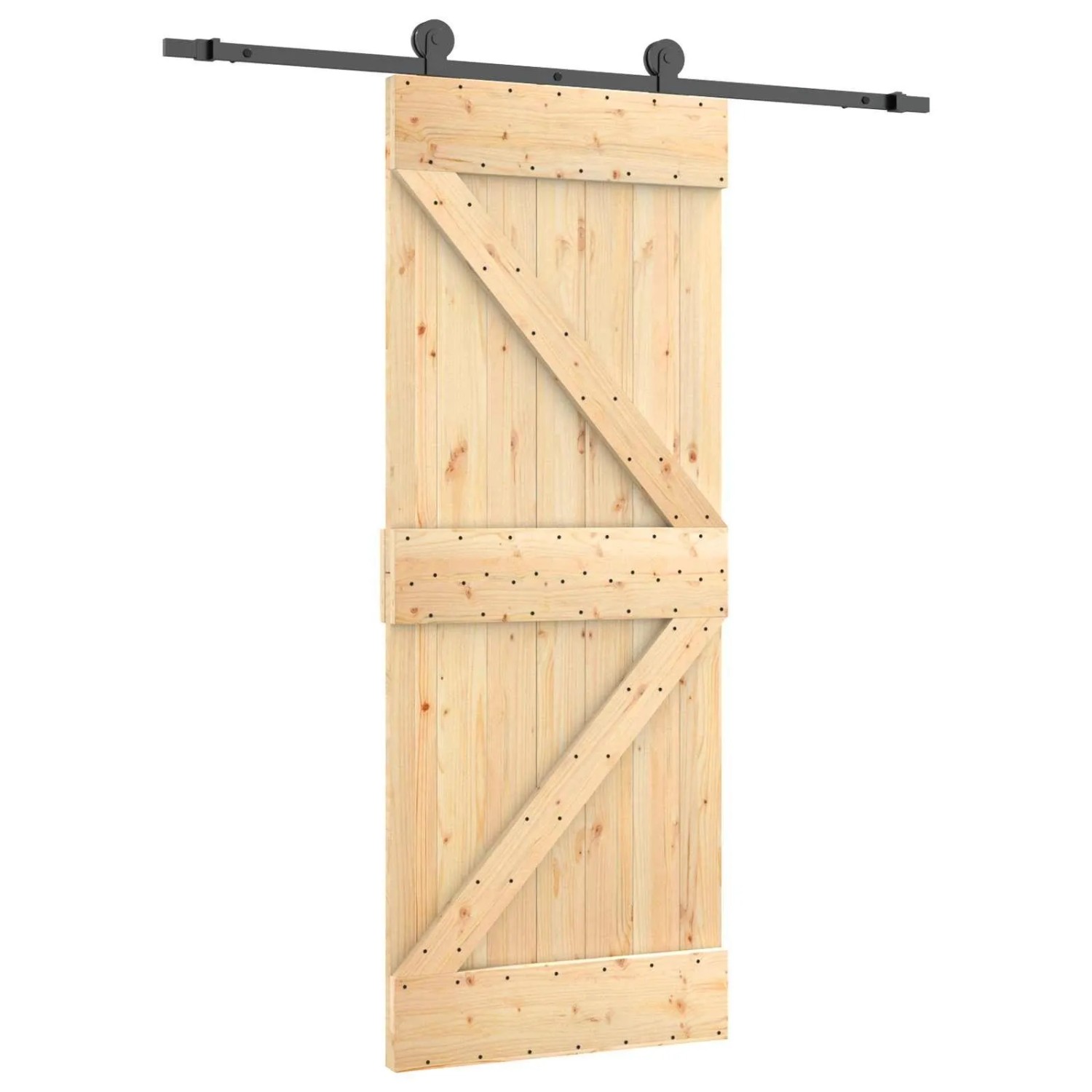 vidaXL Schiebetür Natur und Schwarz 70 x 210 cm Massivkiefer 3444969