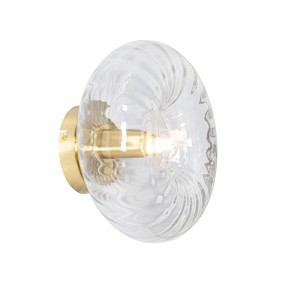 Art Deco Wandleuchte Ayesha in Gold mit gewirbeltem Glas für stimmungsvolle Beleuchtung.