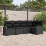 Schwarzes 5-teiliges Garten-Sofa-Set aus Poly Rattan mit Kissen von vidaXL. Modulares Lounge-Set für Terrasse und Garten.