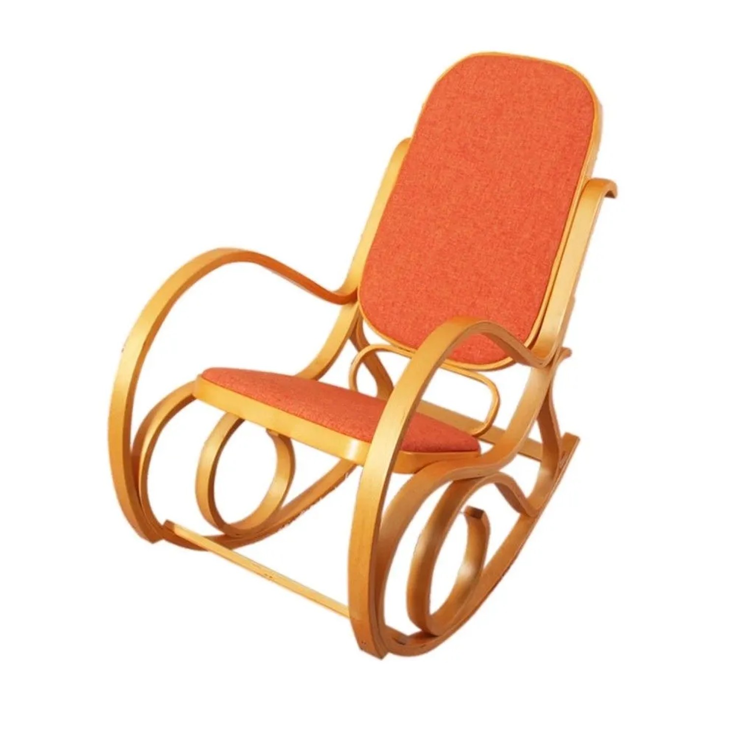 MCW Schaukelstuhl Gallarate Eiche-Optik Stoff/Textil Orange