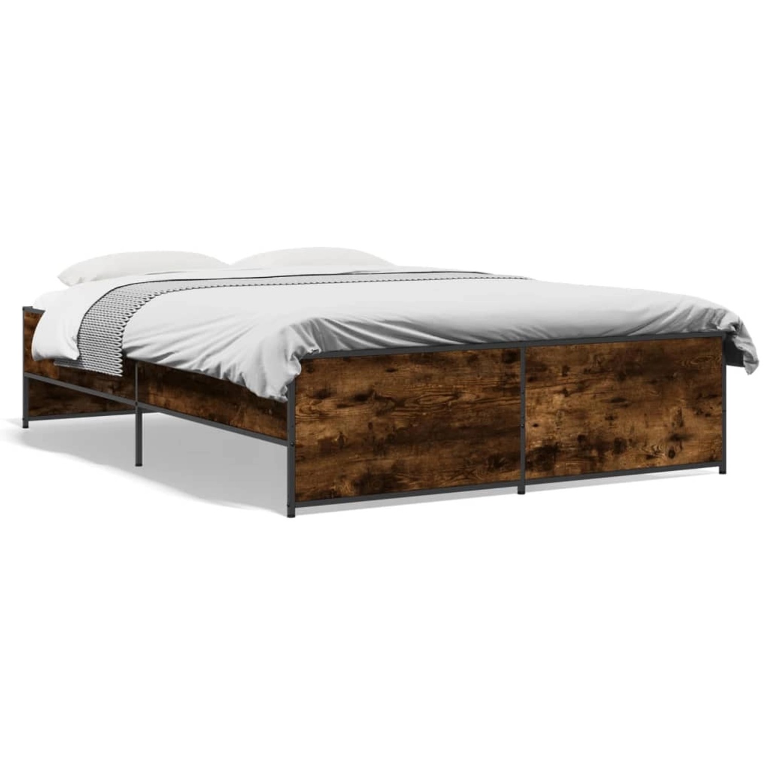 vidaXL Bettgestell Räuchereiche 120x200 cm Holzwerkstoff und Metall 3279894 günstig online kaufen
