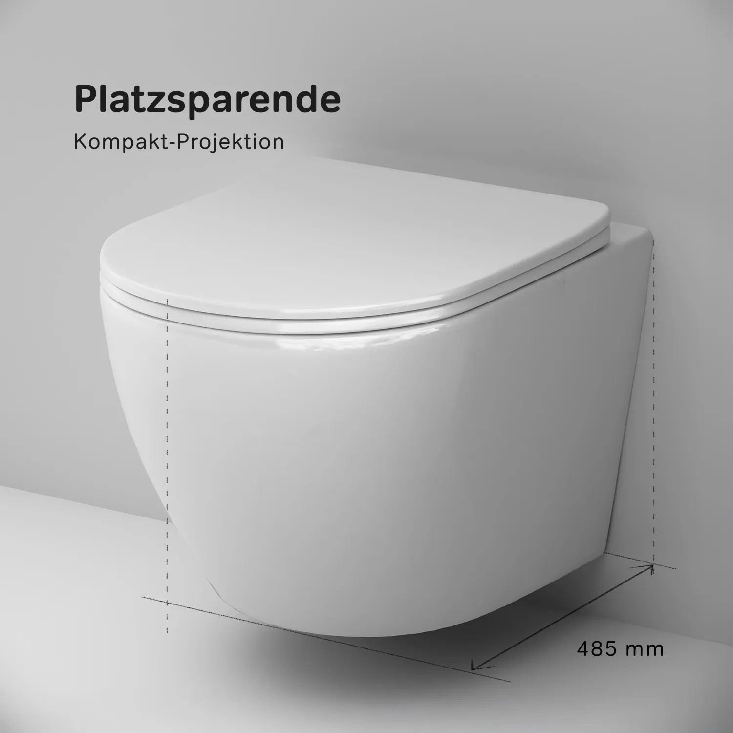 AM.PM Wand-WC mit Softclosing-Sitz, spülrandlose Hänge-Toilette in Weiß.