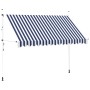 vidaXL Einziehbare Markise, 350 cm, blau-weiß gestreift, für Terrasse & Balkon.