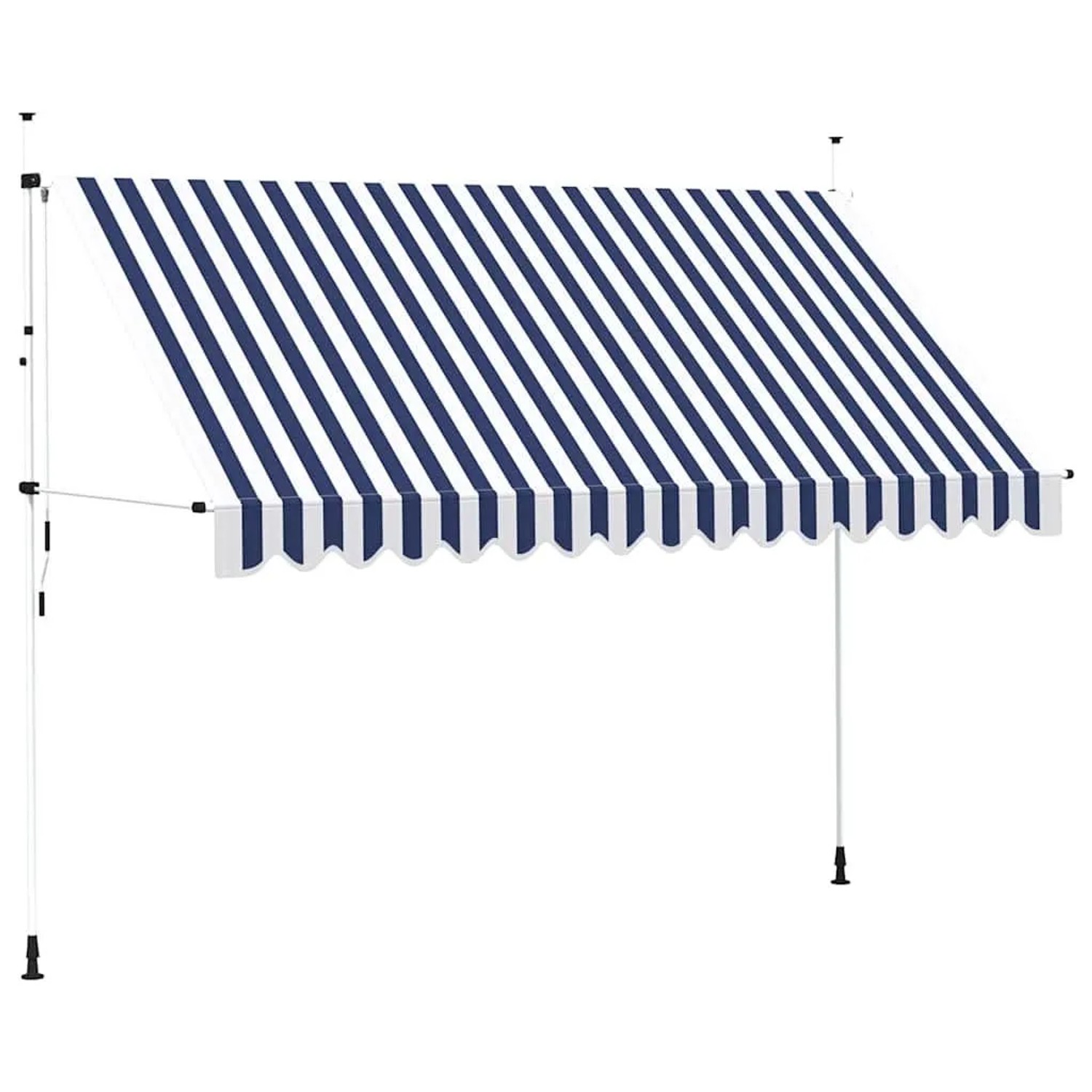 vidaXL Einziehbare Markise Handbetrieben 350 cm Blau/Weiß Gestreift 43223