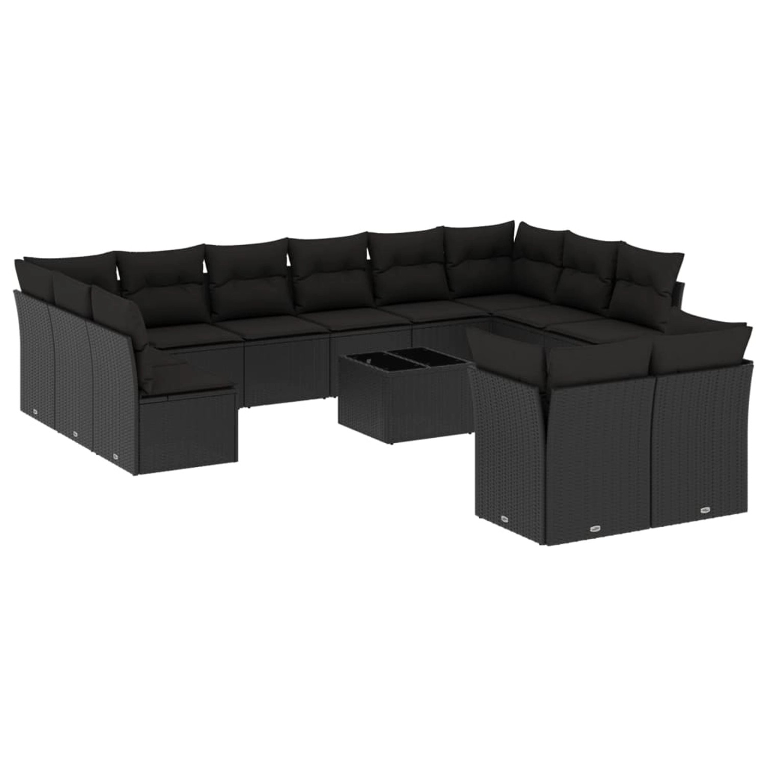 vidaXL 13-tlg Garten-Sofagarnitur mit Kissen Schwarz Poly Rattan Modell 2 günstig online kaufen