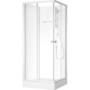 baliv Komplettdusche DUK-85.110KE, 85x85 cm, silber matt, mit Duschtasse, Handbrause und Armatur.