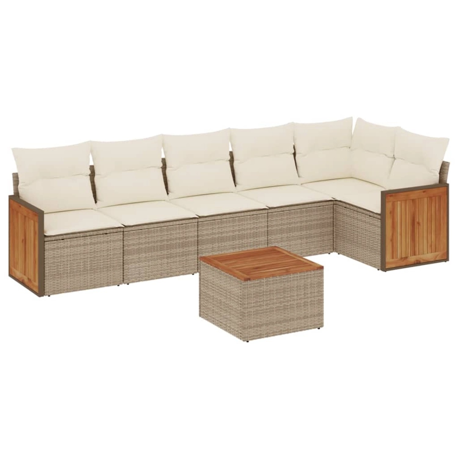 vidaXL 7-Tlg Garten-Sofagarnitur mit Kissen Beige Poly Rattan 3227675 günstig online kaufen