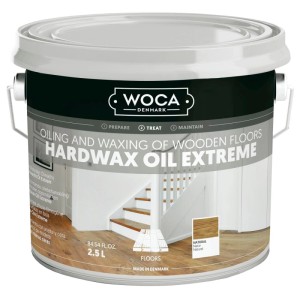 Woca Hartwachsöl Extreme 2,5 l Natur für Holzböden. Weiße Dose mit schwarzem Etikett, betont natürliche Holzoptik.